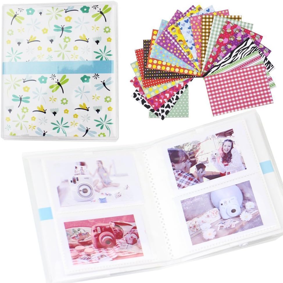 Shaveh 64 Pockets Photo Album for Mini Fujifilm Instax Mini 8 7s 25 50s 90 Mini 9 Polaroid & Name Card (Dragonfly)