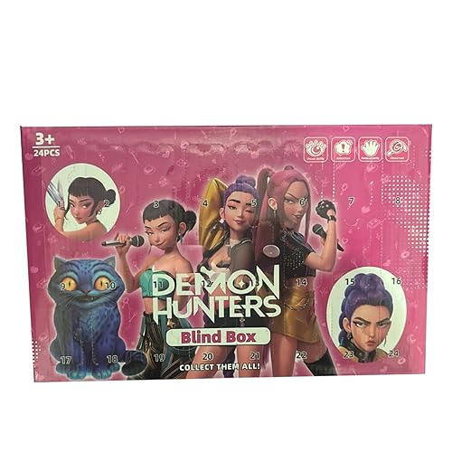 GSV Essentials Demon Hunters Blind Box, Mystery Surprise Calendar, Anime-Inspired Collectible Figures for Kids, Pop Idol Monster Battle Theme, Detailed Mini Toys, 24 Pcs