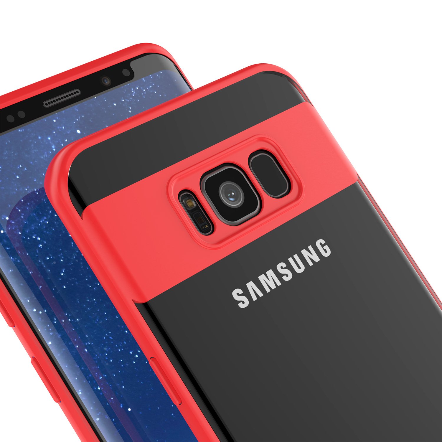 Galaxy S8 Plus Case, Punkcase [MASK Series] Full Body Hybrid Dual Layer TPU Cover [Clear Back][Non Slip][Ultra Thin Fit] W/Protective PUNKSHIELD Screen Protector for Samsung Galaxy S8 + [RED]