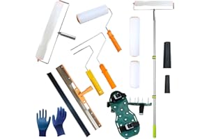 YUHSYWL Self Leveling Cement Tool Kit,Epoxy Flooring Tool Kit,Self-Leveling Rake,Spike Shoes for Epoxy Flooring,Floor Leveling Tools,Spike Roller for Self-Leveling,23.62~55.12 inch Telescopic Pole