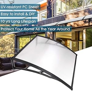 Yescom 39"x 39" Door Window Outdoor Awning Patio Cover UV Rain Snow Protection One-Piece Polycarbonate Hollow Sheet