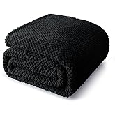 Whale Flotilla Queen Size Fuzzy Fleece Blanket for Bed, 90x90 Inch Fluffy Warm Soft Jacquard Blankets for All Season, Lightweight and Cozy, Black