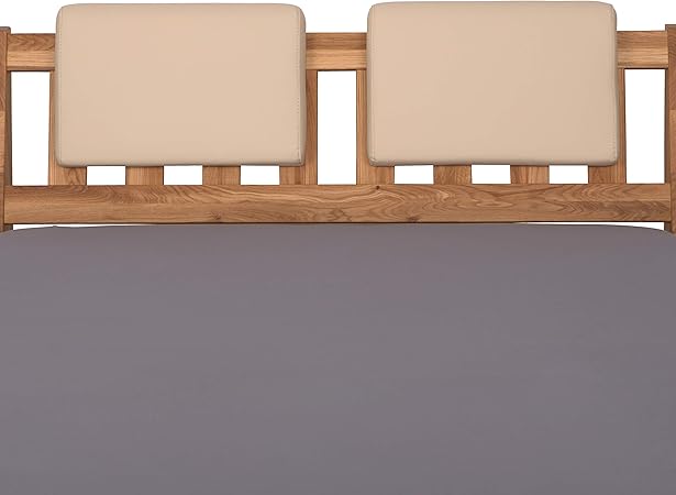 Beige Grau Schlafzimmer Leder Bett Kopfteil Design - Dehaus