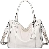 VASCHY Hobo Bag for Women, Leather Tote Bag Purse with Zipper Guitar Strap