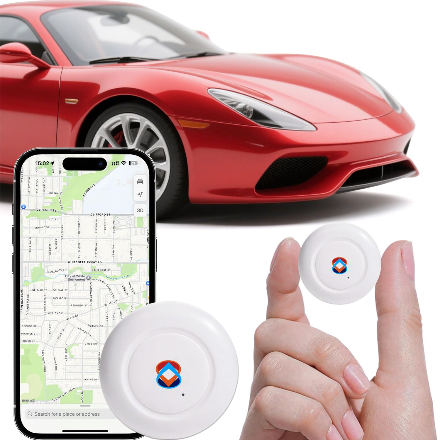 GPS Tracker for Vehicles, Cars, Pets, Kids & Valuables – No SIM Card, No Subscription – Real-Time Global Tracking Device – Compatible with iOS & Android