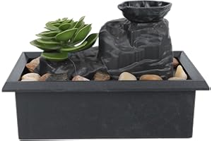 ULTECHNOVO Tabletop Fountain with Running Water Bonsai Decoration, Feng Shui Waterfall Ornament for Indoor Home