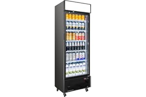 BINGERMA Commercial Display Refrigerator with Glass Door 12 Cu.ft Merchandiser Beverage Cooler Bar Black Drink Fridge for Convenience Stores, Supermarkets,Bars,Offices