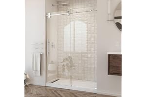 DreamLine Enigma-XO 50-54 in. W x 76 in. H Fully Frameless Sliding Shower Door in Polished Stainless Steel, SHDR-61547620-08