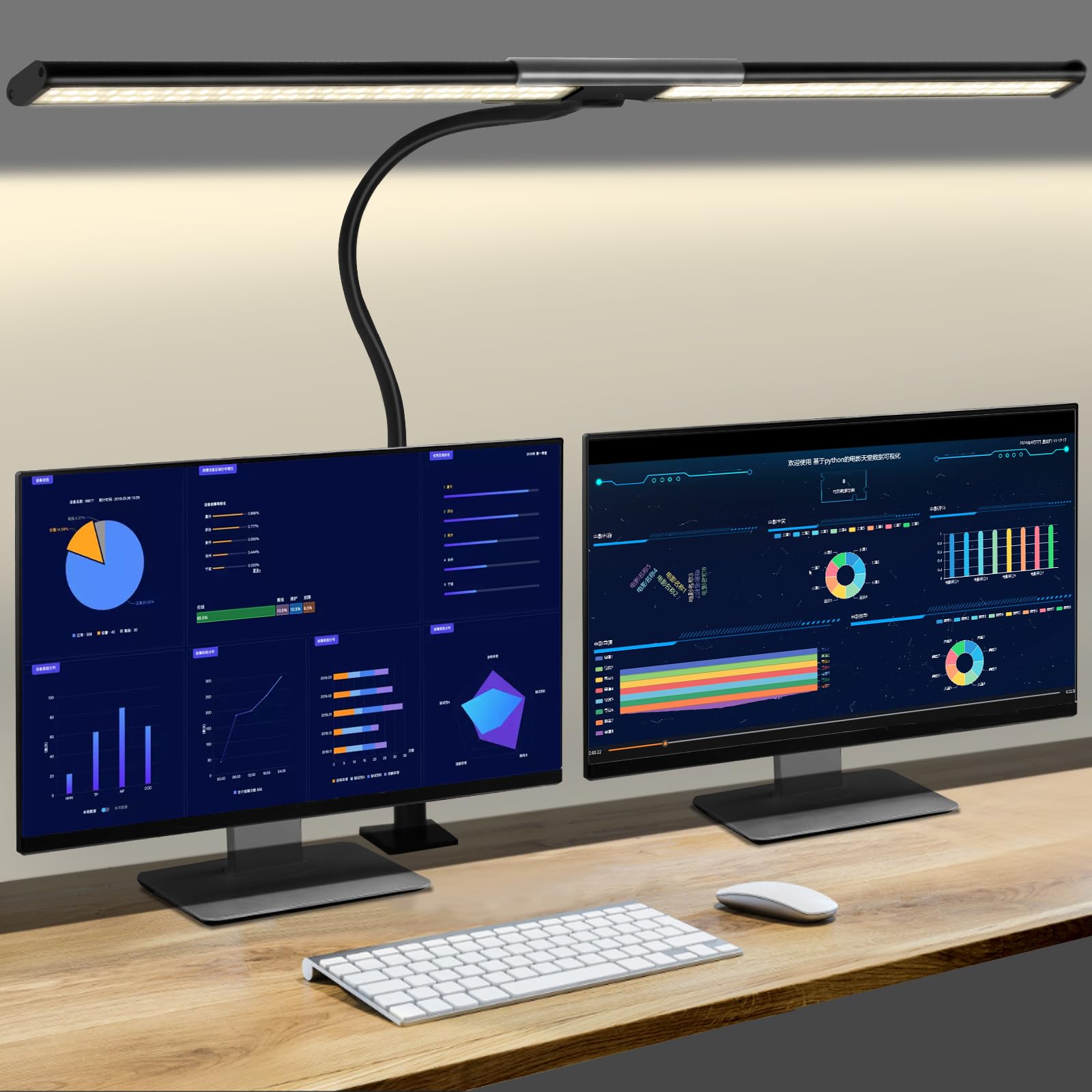 Photo 1 of QUMAKU 33Inch Desk Lamp for Home Office, Eye-Caring Architect Desk Lamp with Clamp, 24W Ultra Bright Auto Dimming Computer Light Stepless Dimming and Tempering Table Light for Reading, Study, Work