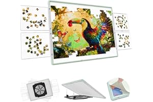 MobiPuzz 1500 Pieces Puzzle Board 3-in-1 Double-Sided & Rotating & Tilting, Plastic Puzzle Table with Sorting Boxes and PVC C