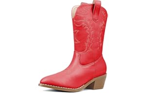 Eithy Cowgirl Chunky Heel Fashion Vintage Classic Boots Embroidered Western Boots for Kids/Big Kids