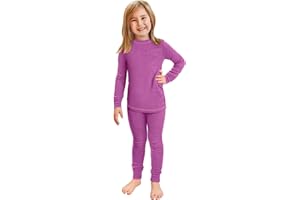 CITY THREADS Made in USA Big Girls Thermal Underwear Set Perfect for Sensitive Skin SPD Sensory Friendly Base Layer Thermal Wear Cotton Ski Clothing for Kids Comfortable Ultra Soft,Plum, 10