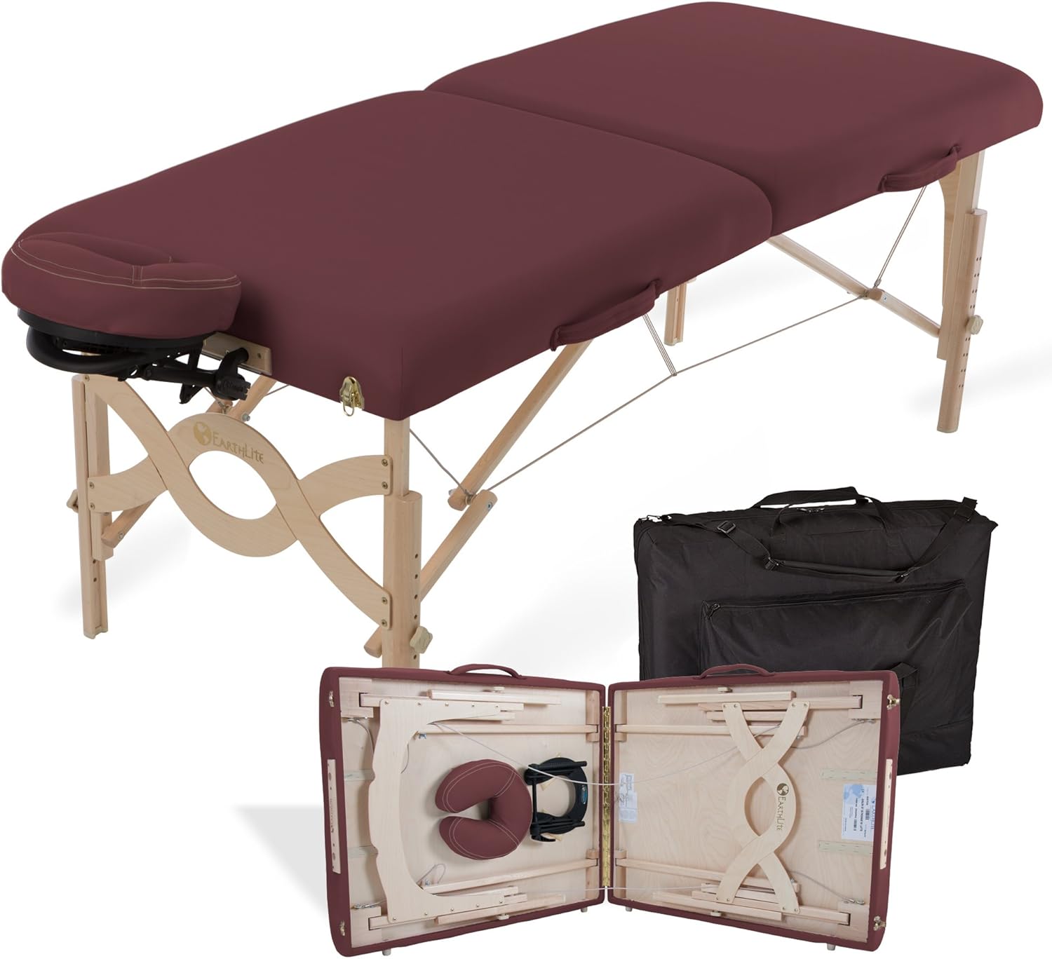 EARTHLITE Portable Massage Table Package AVALON – Reiki Endplate, Premium Flex-Rest Face Cradle & Strata Cushion, Carry Case (30”x73”): Sports & Outdoors