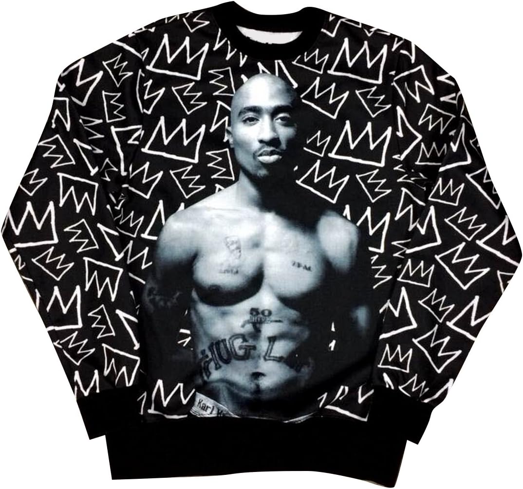 Mee Black Sweater Crown 2Pac Tupac Shakur Sweatshirt T Shirt (XL)