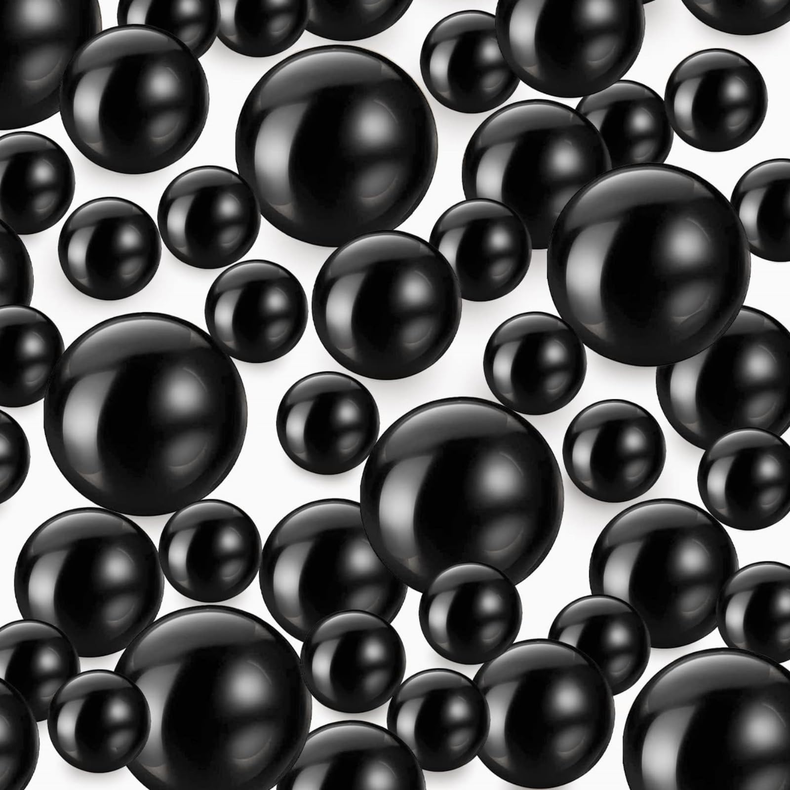 FENGCHUANG Beads Pearls Black Vase Fillers 150 Pcs No Hole Faux Pearl 8/14/20mm for Centerpieces Vase Fillers, Party Wedding Home Makeup Table Decor