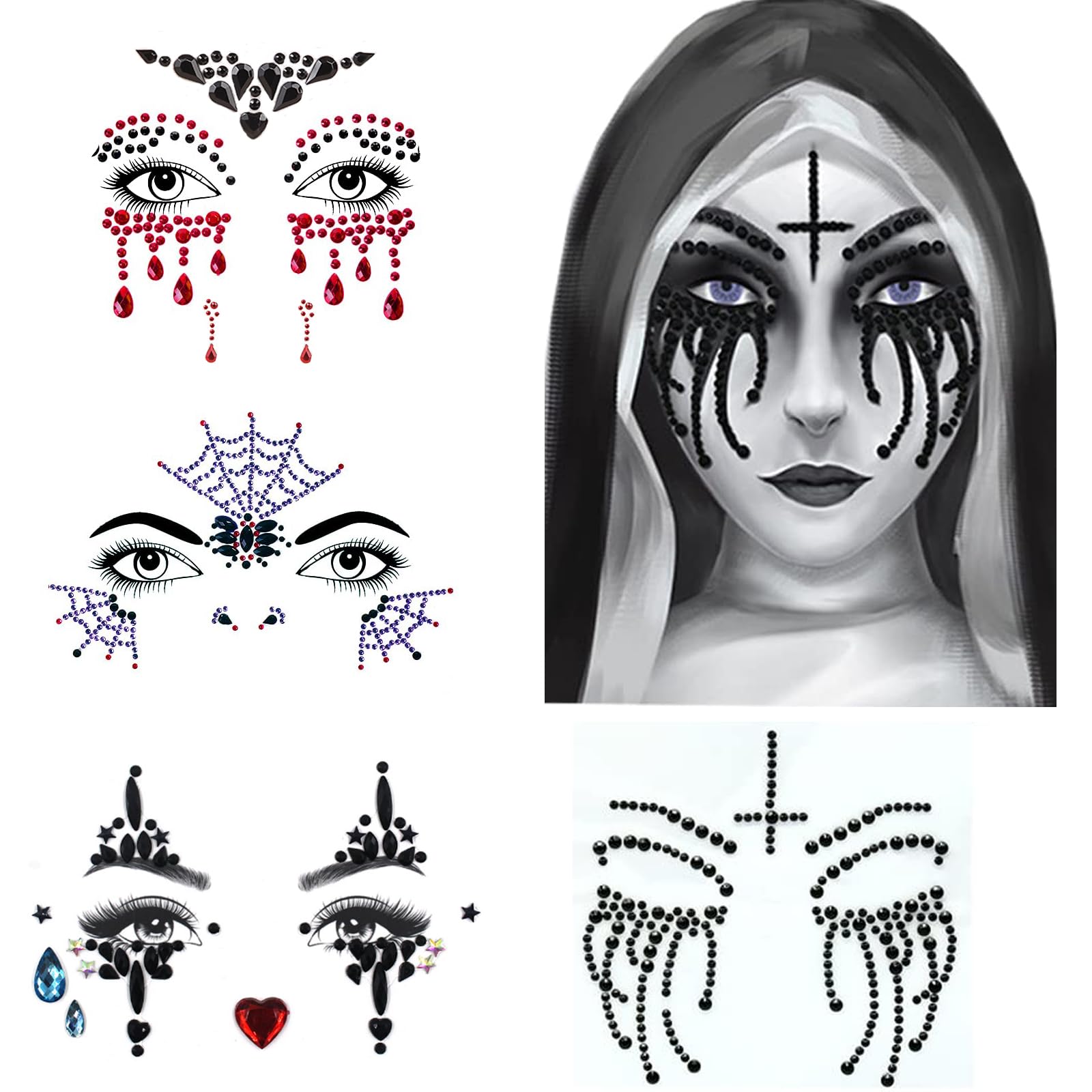 Photo 1 of *MISSING PARTS*
Halloween Face Gems Jewels,Day of the Dead Skull Spider Web Clown Rhinestone Face Tattoo Stickers for Men Women Kids Halloween Cosplay Makeup