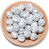 36pcs Silicone Beads for Pens Keychain Making 12mm 15mm Bulk Baseball Basketball Football Sport Focal Silicone Loose Beads Bracelet Necklace DIY Craft Jewelry Supplies (Volleyball-12mm)