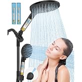 HOPOPRO 21-Setting Dual Filtered Handheld Shower Heads Combo, Matte Black | Upgraded High Pressure Rainfall Showerhead Set with Filter, Power Wash, Removes 99% Chlorine, Improves Skin Hair Condition