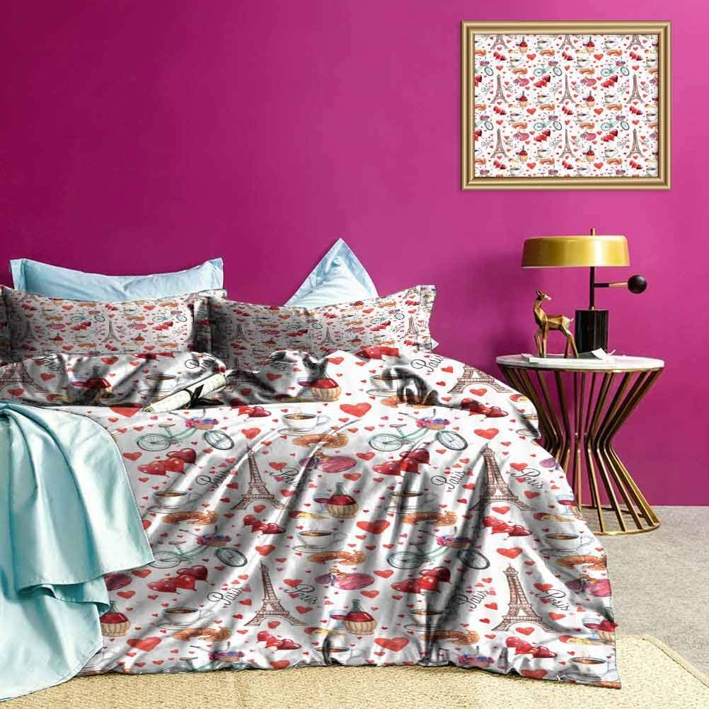 Adorise Bedding Duvet Cover Set Paris Valentines Day Ultra Soft Duvet