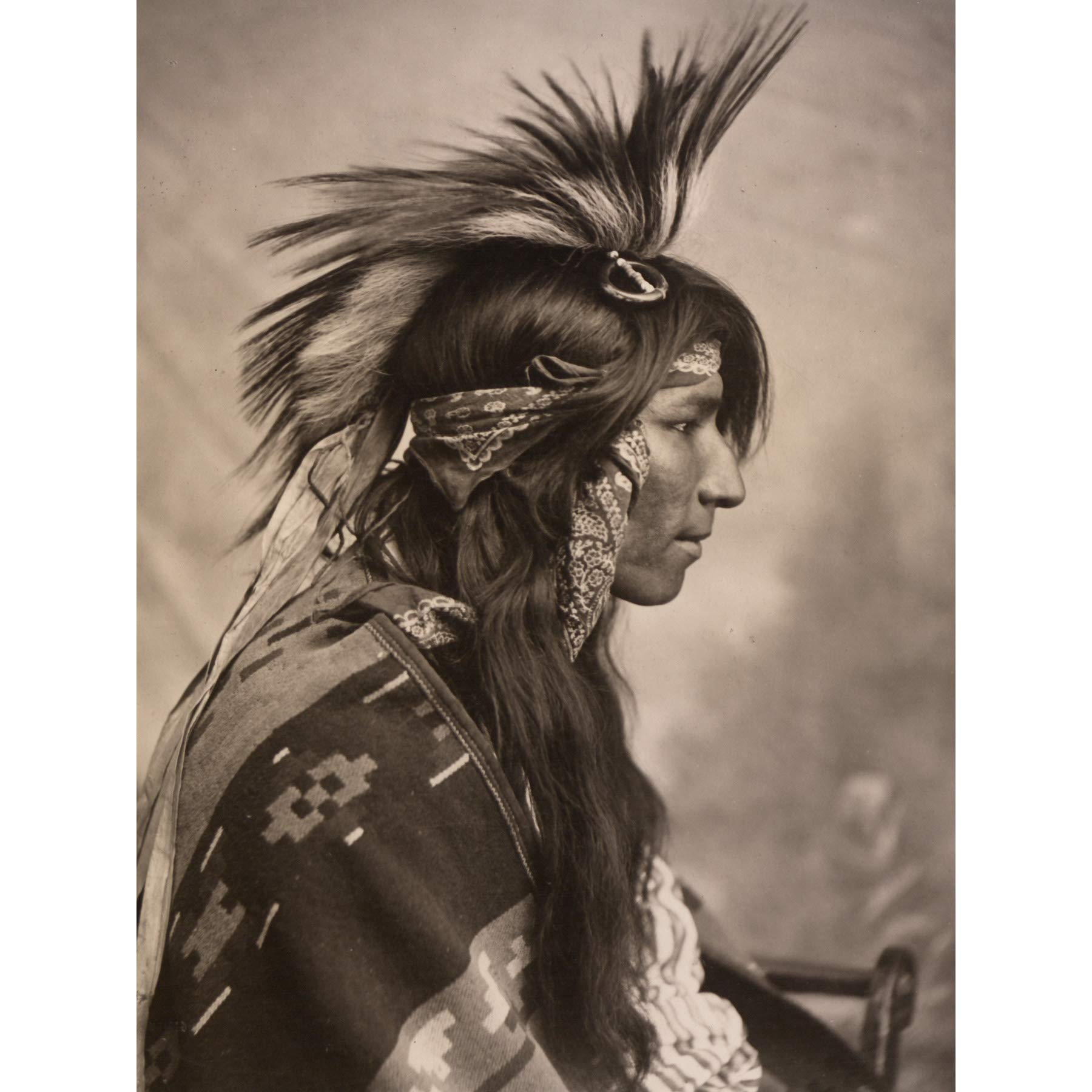 Cree Native American Headdress Old Photo Large Wall Art Print Canvas Premium Mural
