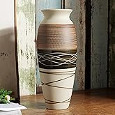 Ceramic Rustic Farmhouse Vase, 12.6" Large Vintage Flower vase for Home Decor, Tall Boho Textured Vases for Living Room, Table, Mantel, Shelf and Centerpieces Decor and Housewarming