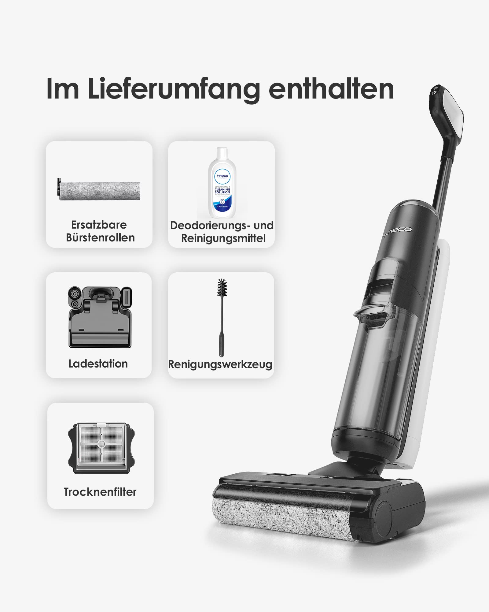 Tineco Floor One S5 Smart Nass-Trocken-Sauger mit iLoop Technologie, All-in-One-Nass Trockensauger Kabellos mit Dual-Tank-Design | Selbstreinigung LED-Display für Harte Boden,Tierhaare 9