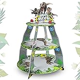 Dinosaur Cupcake Stand Jurassic Birthday Party Supplies Set for Kids Boys Dinosaur Theme Birthday Party Decorations 3 Tier Dino Cardboard Cupcake Hold