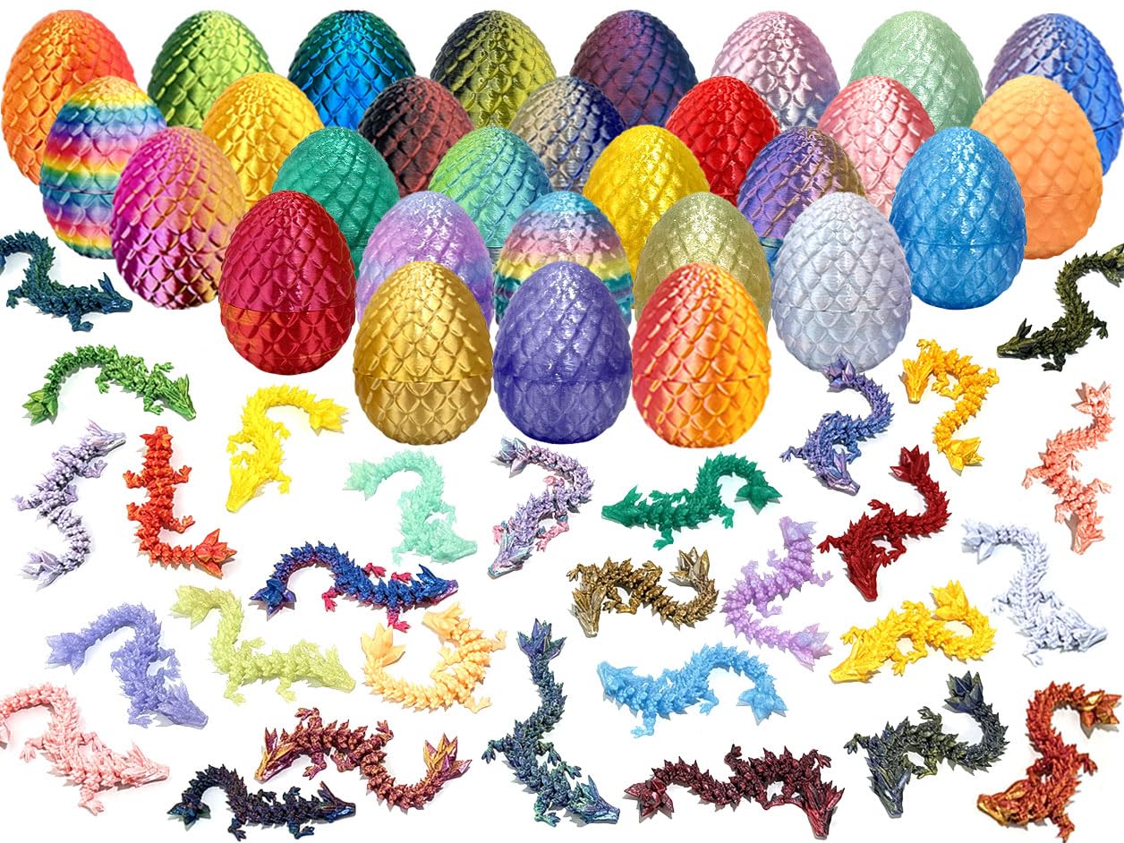 14Pcs 3D Printed Dragon Eggs with Dragon Inside,Mystery Set,Colorful Articulated 3D Dragon,Easter/Birthday Gift/Desktop Toys/Home Decoration