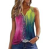 Tank Tops for Women Summer Tops Casual Button Down Shirts Loose Fit V Neck Sleeveless T Shirts