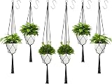 Koitoy 6 Pack Macrame Plant Hangers Black Cotton Rope Indoor Outdoor