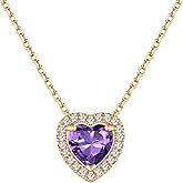 Just Being Cute 14K Gold Plated Crystal Solitaire 1.0 Carat(6.5mm) Birthstone Pendant Cubic Zirconia Necklace, Dainty Necklace for Women, Birthday Mother's Day Gifts