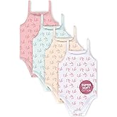 Feathers Leafy Style Tank Top Bodysuits Baby Girl Undershirts – Super Soft One-Piece for Toddler (4 Pack)