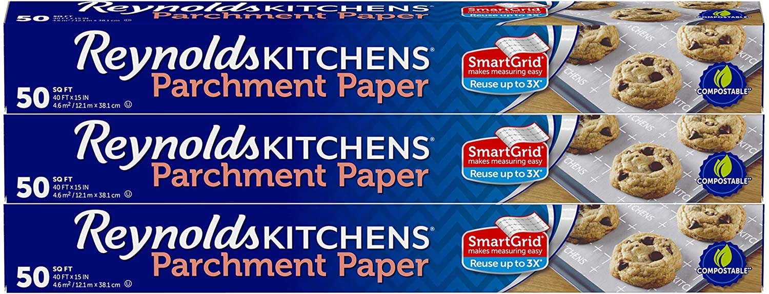 Reynolds Kitchens Parchment Paper Roll with SmartGrid - 3 Boxes of 50 Square Feet (150 Sq. Ft) (Value Pack)