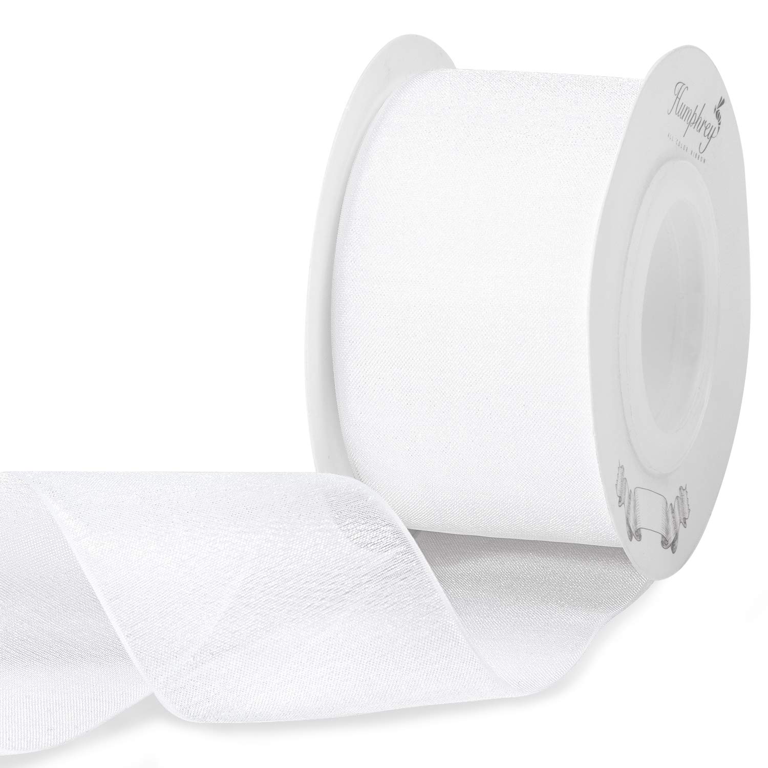 Photo 1 of ****4 PIECE***Humphrey's Craft 1-1/2 Inch White Shimmer Sheer Organza Ribbon - 25 Yards White Crafts Gift Wrapping Wedding Bouquet Baby Shower Decoration Christmas Tree Wreaths.