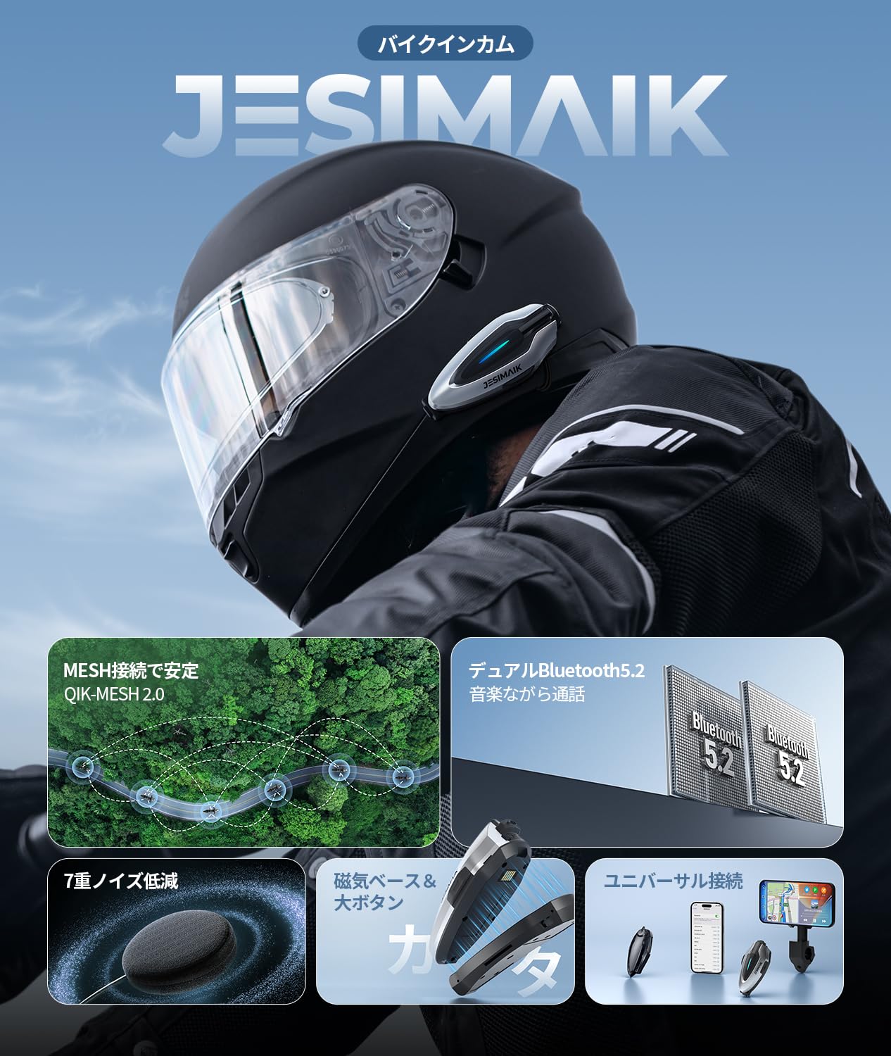 JESIMAIK Motorcycle Income H6 Black 2 Pack
