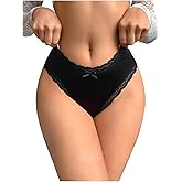SOLY HUX Women's Lace Panties Sheer Criss Cross Back Briefs Underwear