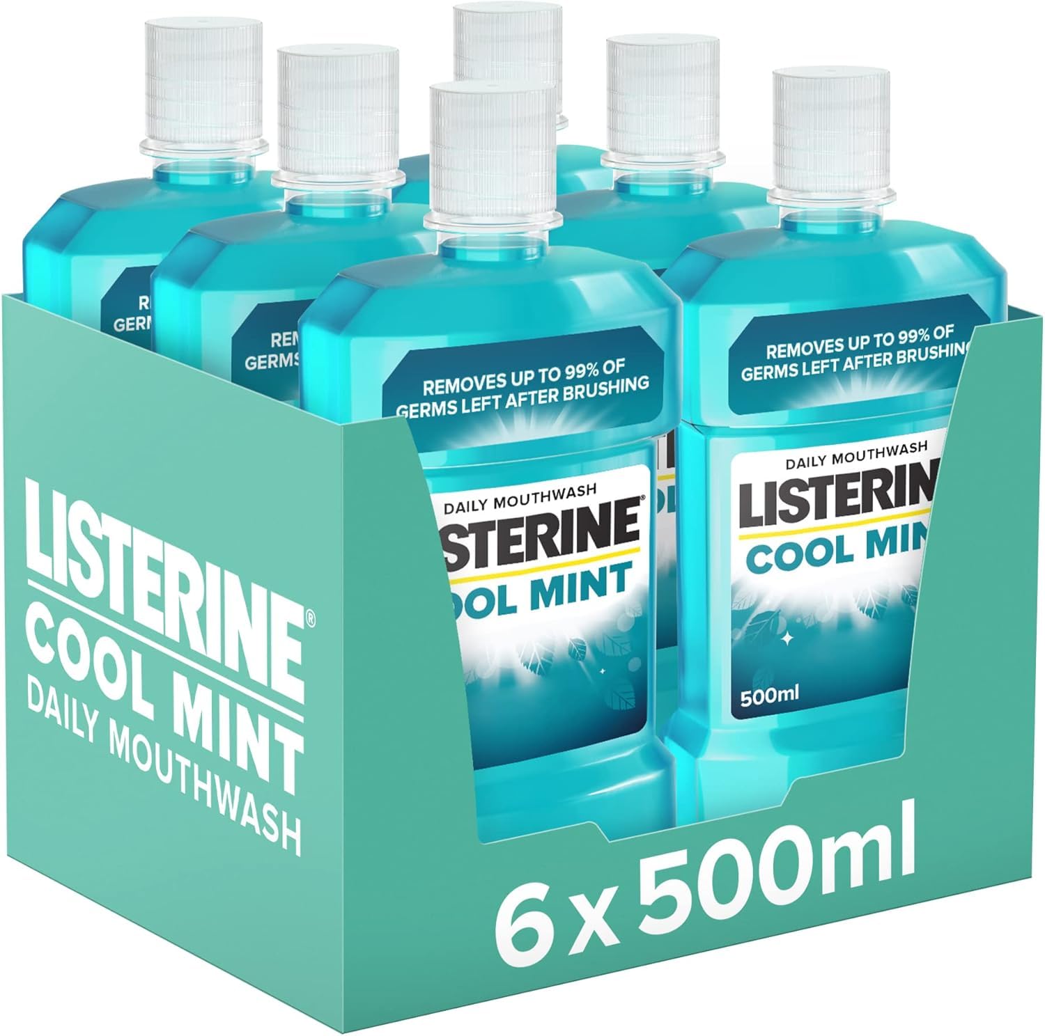 Listerine Cool Mint Mouthwash, 6X 500ml, Blue