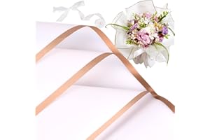 Kosotody 20 Sheets Flower Wrapping Paper Waterproof Florist Bouquet with Ribbon for Bouquets DIY Crafts Packaging Bouquet, 22.8x22.8 inch (White)