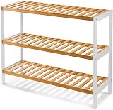 KEPLIN 3 Tier Bamboo Shoe Rack Small Space Easy Assembly 9 Pairs 55x70x25cm