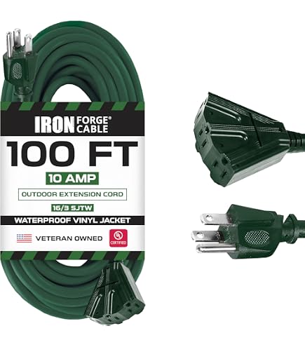 Iron Forge Cable Green Outdoor Extension Cord 100 FT - 16/3 SJTW