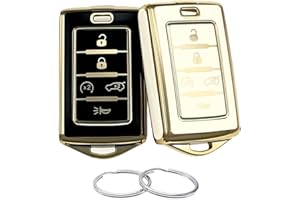 REPROTECTING TPU Key Fob Cover Compatible with 2021-2024 Jeep Grand Cherokee L Grand Wagoneer L Wagoneer Grand Cherokee L (Black/White, TPU/5 Buttons)