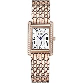 Gold Watches for Women Updated Ladies Quartz Wrist Watchs Stainless Steel Band Women’s Small Dainty Gold Watch Luxury Casual Fashion Bracelet Womens Waterproof Casual Roman Numerals Tools Included