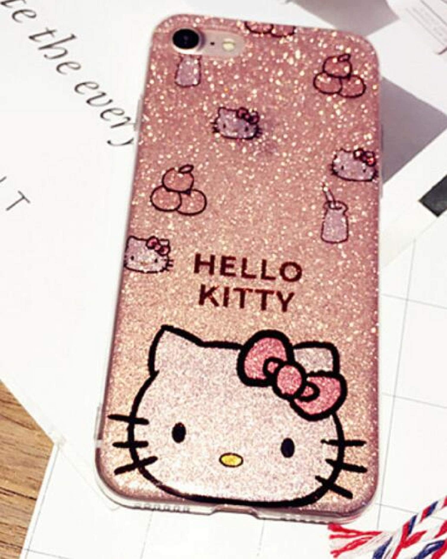 Hello Kitty for iPhone XR X XS max case Cute Girly Cartoon cat Hello Kitty KT Phone Case for iPhone 11 pro max 7 8 Plus case Bling Hard Case & 2 Strap (4, for iPhone 11)