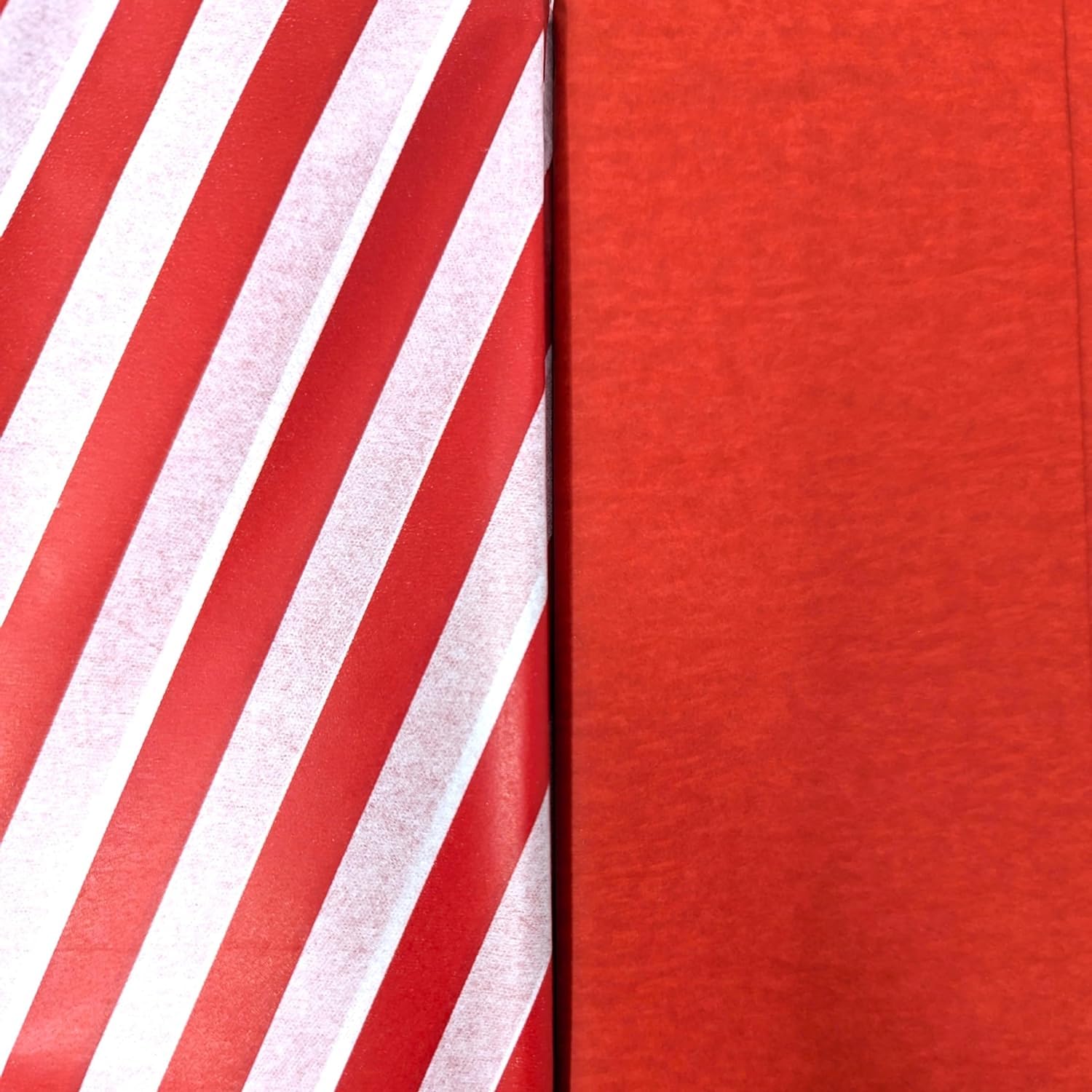 16 Sheets Christmas Tissue Paper Gift Wrap – Candy Cane Stripe & Red – 70 x 50cm – Recyclable Wrapping Tissue for Presents, Hampers & Crafts