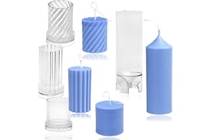 MILIVIXAY 4pcs Plastic Candle Molds for Candle Making - Including Pillar Mold, Cylinder Mold, Spiral Shape Cylinder Ｍold and Сylinder Rib Mold - Candle Making Molds