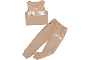 BAVADER Girls Clothes 7-14Y Kids Clothes Girls Crop Tank Top Clothes for Girls Sweatpants Girls 2 Piece Summer Outfits