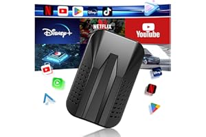Mipeggy Wireless Carplay Adapter with Netflix YouTube TikTok, Carplay & Android Auto Wireless Adapter for Cars with OEM Wired CarPlay, CarPlay Ai Box,Plug&Play, MirrorLink, TF Card, Easy Setup
