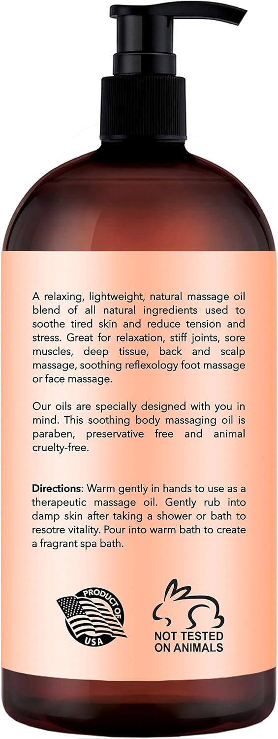 New York Biology Clementine and Jasmine Massage Oil - 100% Natural Ingredients - Sensual Body Oil Made with Essential Oils for Muscle Relaxation and Deep Tissue - 9 oz : Beauty