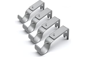 ZTLAB Curtain Rod Brackets Adjustable, 4 Pack Premium Rod Brackets for Wall, Curtain Rod Holder, Drapery Rod Holders Hardware Window Curtain Rod Support Hanger for 1 Inch Rod, Silver