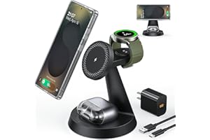 Magnetic Wireless Charger for Samsung, 3 in 1 Charging Station Compatible with MagSafe Samsung Charger for Galaxy S25 Ultra Z